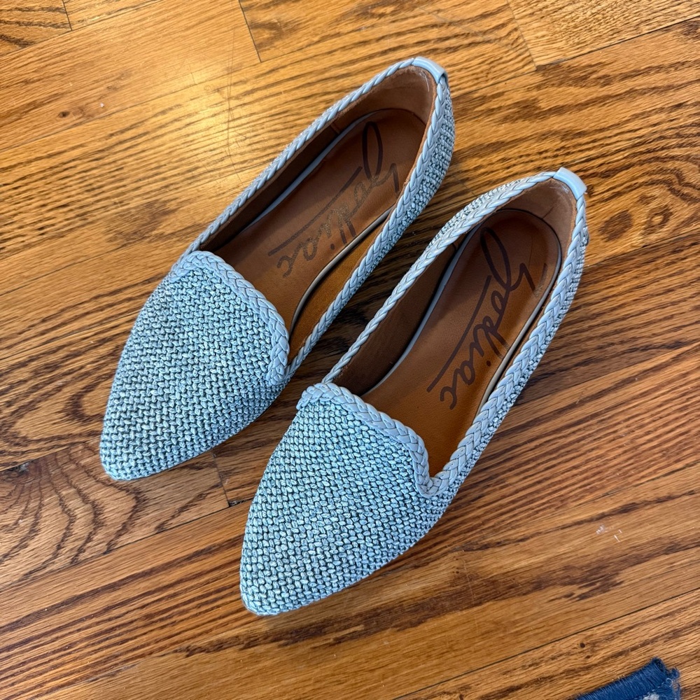 Light Blue Woven Slip-on Flats - Size 5.5